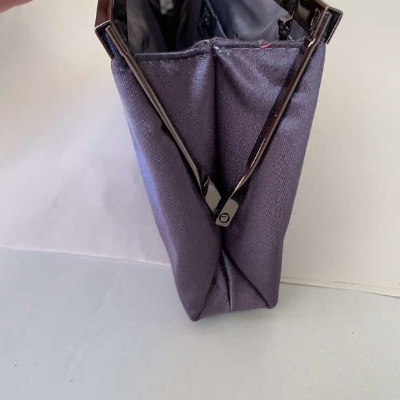 Jessica McClintock charcoal grey satin evening clutch - Picture 8 of 9